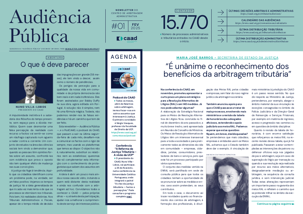 &quot;Audiência Pública&quot;, a nova Newsletter do CAAD